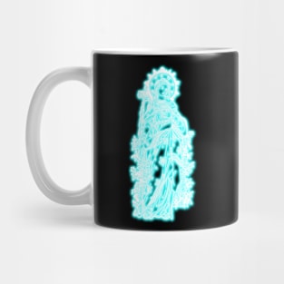 Blue Neon Art Virgin Mary Mug